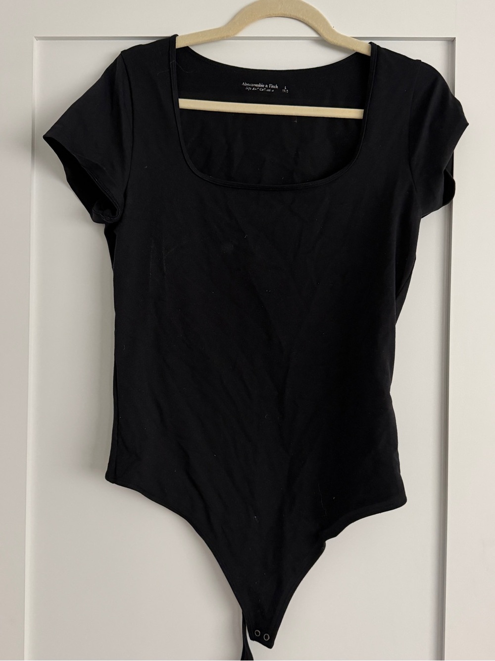 Abercrombie & Fitch Black Square Neck Short Sleeve Bodysuit Size L